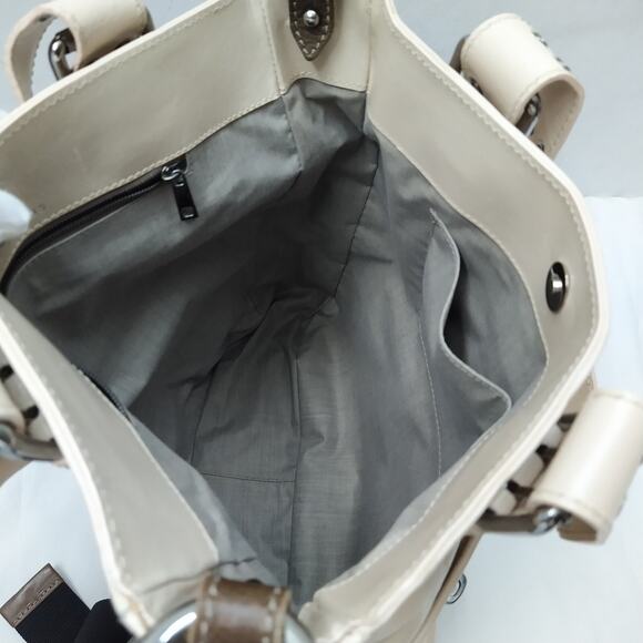 Marc Jacobs Beige Leather Double Pushlock Double Handles Tote Shoulder Bag - Picture 11 of 16